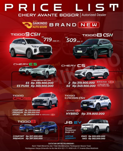 Pricelist Harga Chery mallarthagading 2025